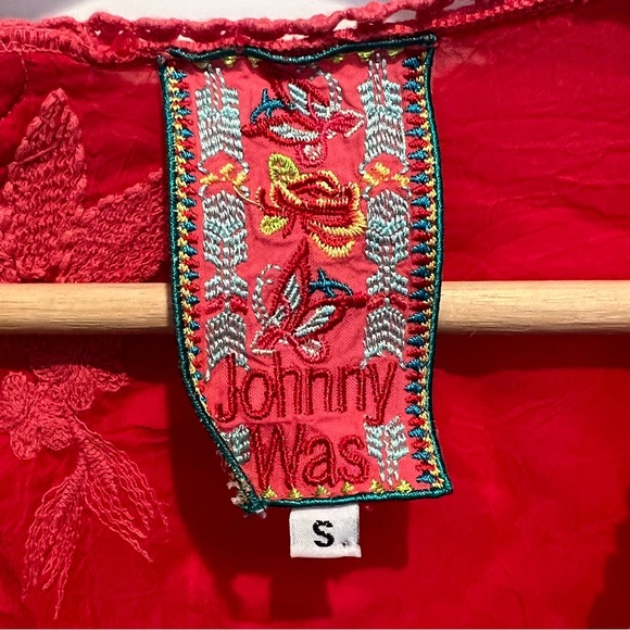 Johnny Was Embroidered Red Floral Blouse Size S - Picture 3 of 5